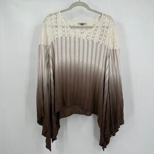 Gimmicks‎ Womens Size L Boho Top Crochet Flare Sleeves Festival Cottagecore